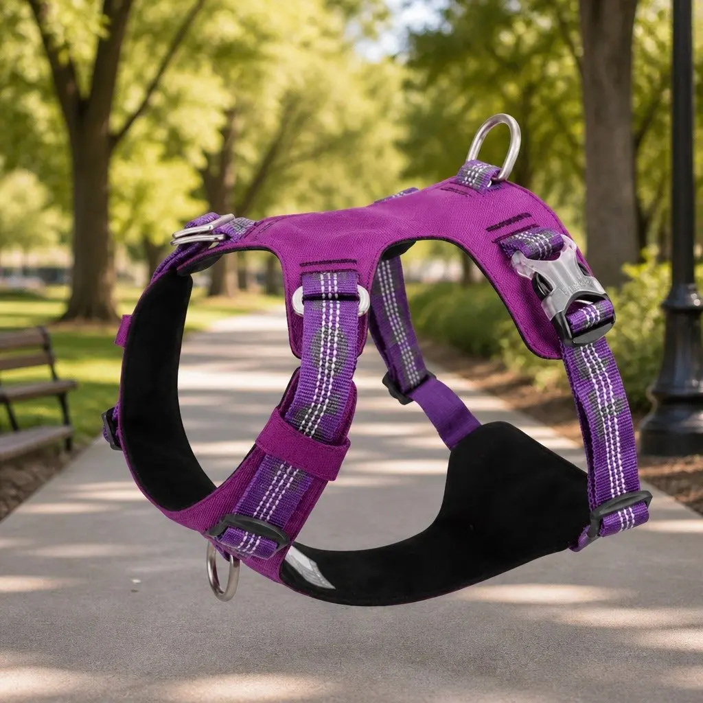 Medium Size Purple No Pull Dog Harness