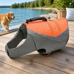 Dog Life Jacket Orange Size L Safety Water Vest Pet Swimming Flotation Aid