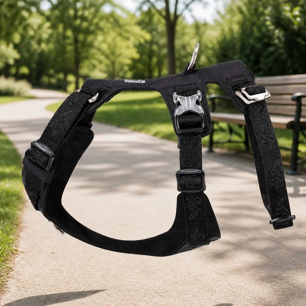Dog Harness XS Escape Proof Adjustable Straps Pet Walking Harness Black