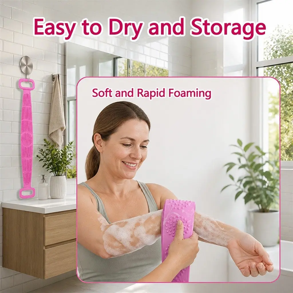 Exfoliating Bath Scrub Tool 60cm for Shower Green