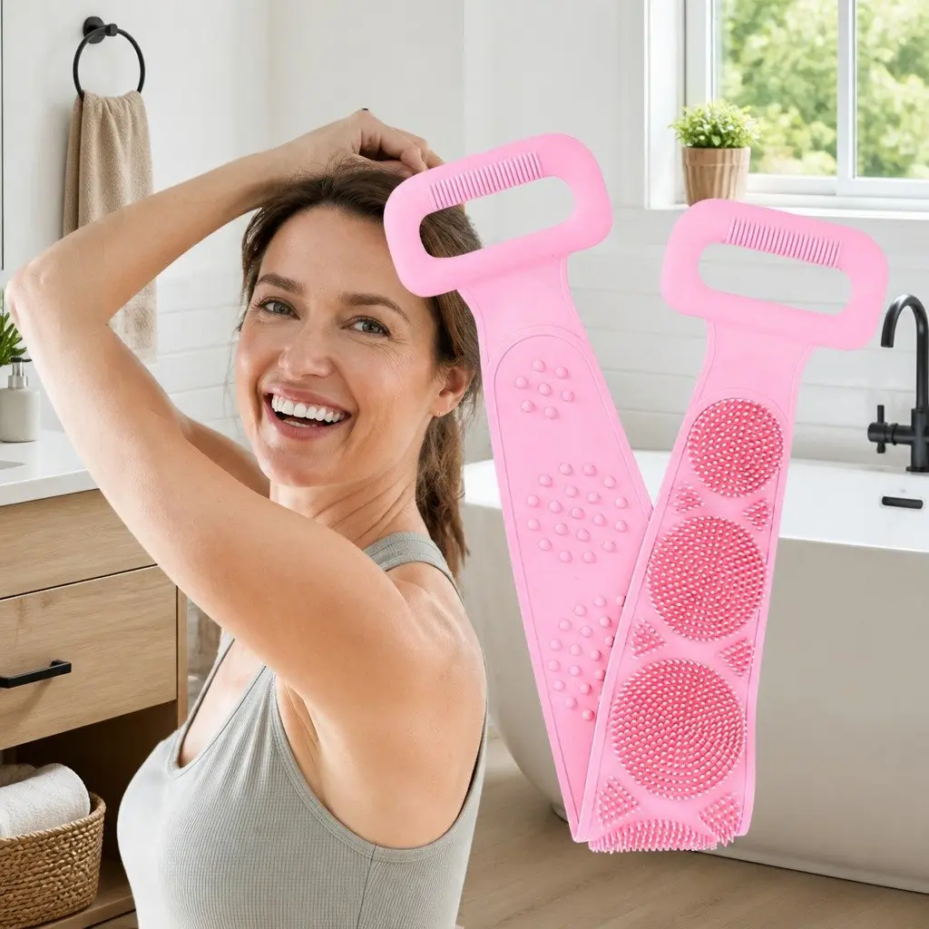 60cm Bath Scrub with Soft Silicone Bristles and Handle