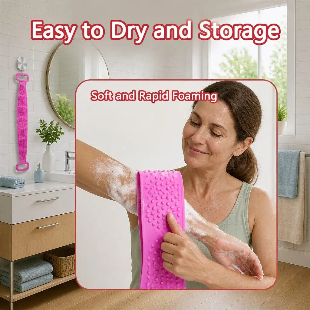 Bath Scrub for Exfoliating Skin 60cm Pink