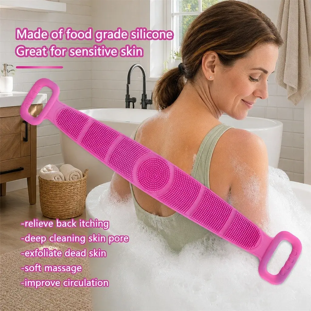 Bath Scrub for Exfoliating Skin 60cm Pink