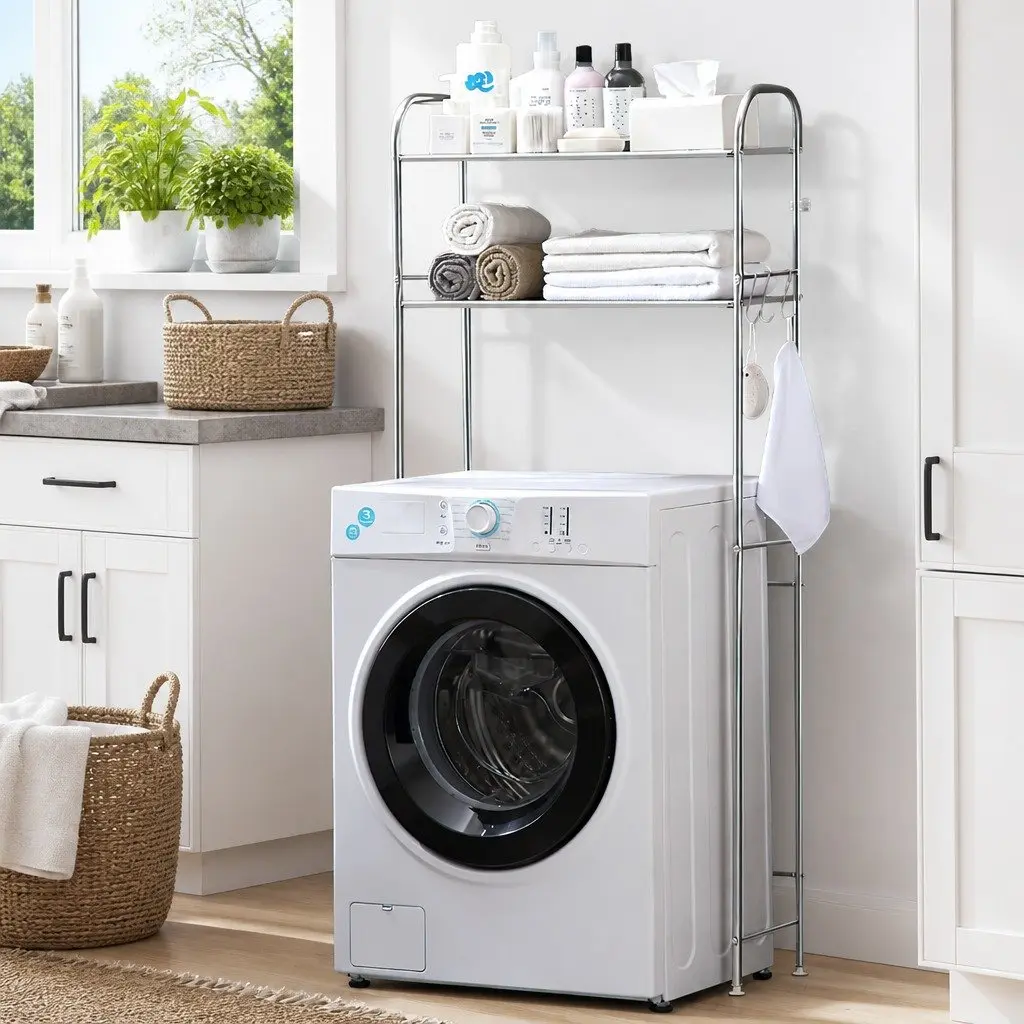 2-Tier Storage Rack Organizer for Laundry Room 155x48x25cm