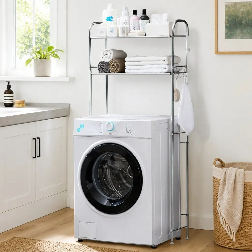 2-Tier Storage Rack Organizer for Laundry Room 155x48x25cm