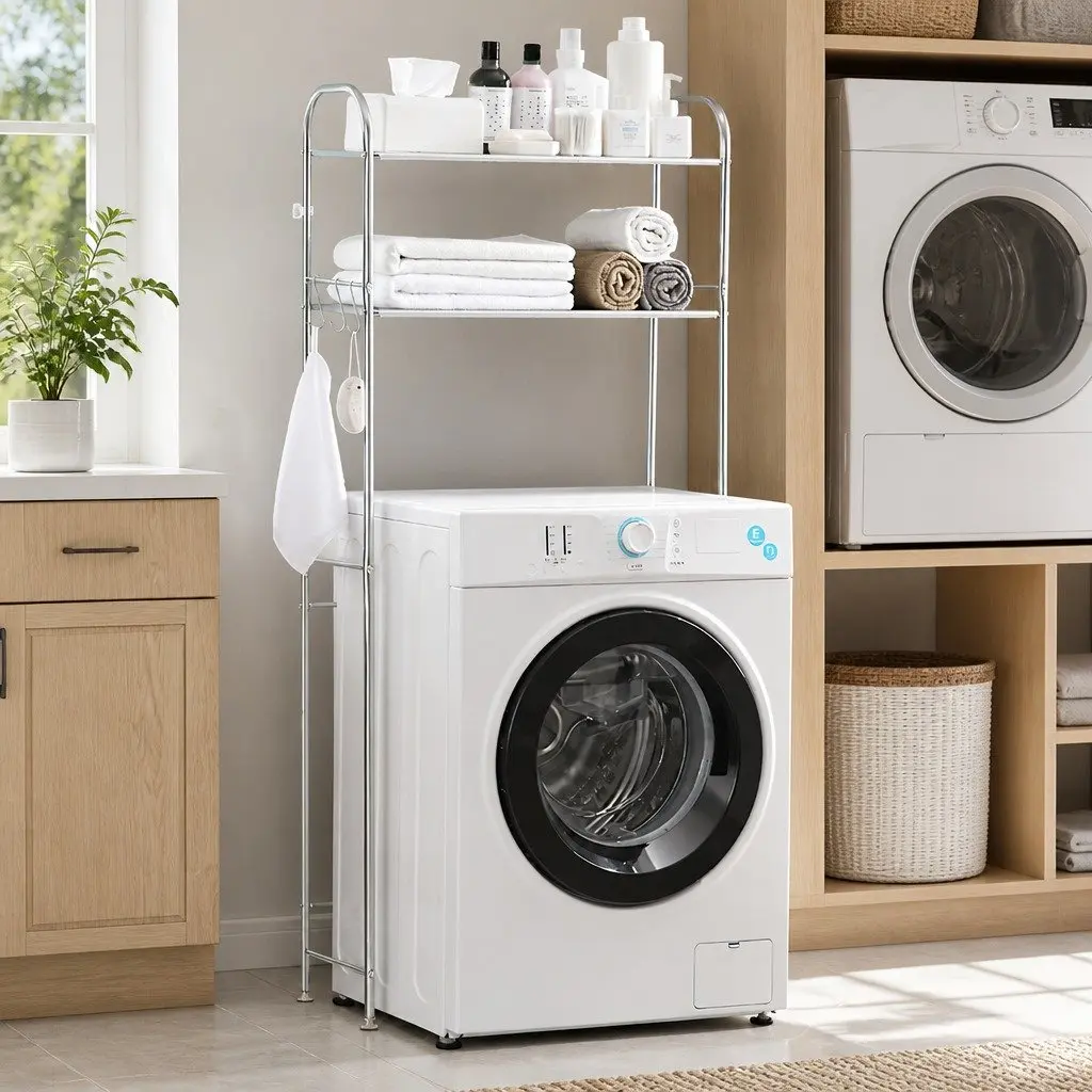 2-Tier Storage Rack Organizer for Laundry Room 155x48x25cm
