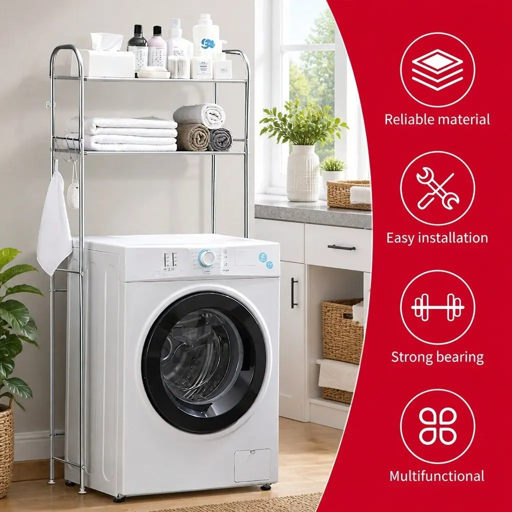 2-Tier Storage Rack Organizer for Laundry Room 155x48x25cm