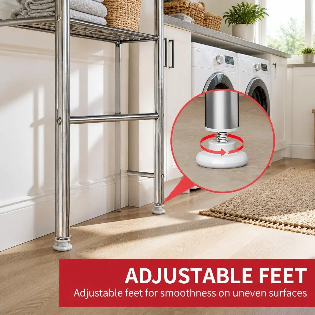 2-Tier Storage Rack Organizer for Laundry Room 155x48x25cm