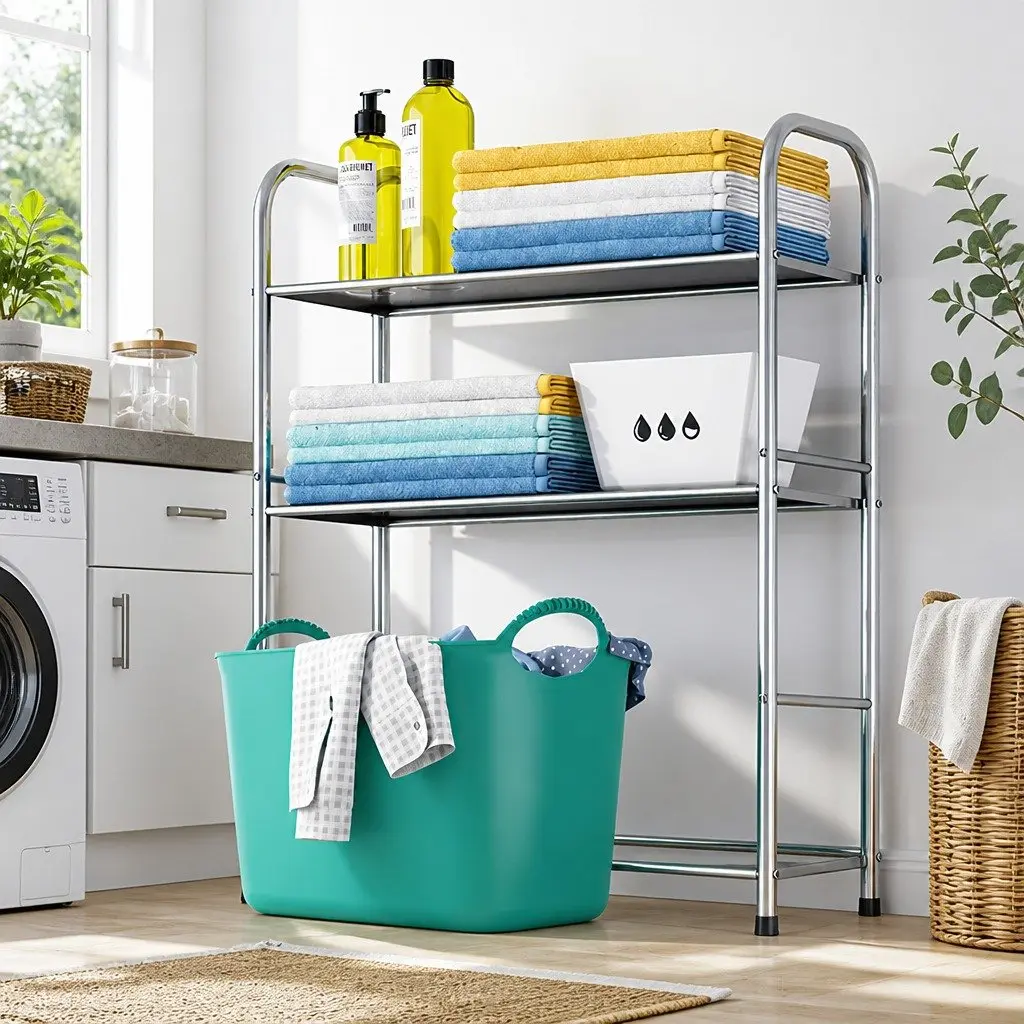 2-Tier Storage Rack Organizer for Laundry Room 155x48x25cm