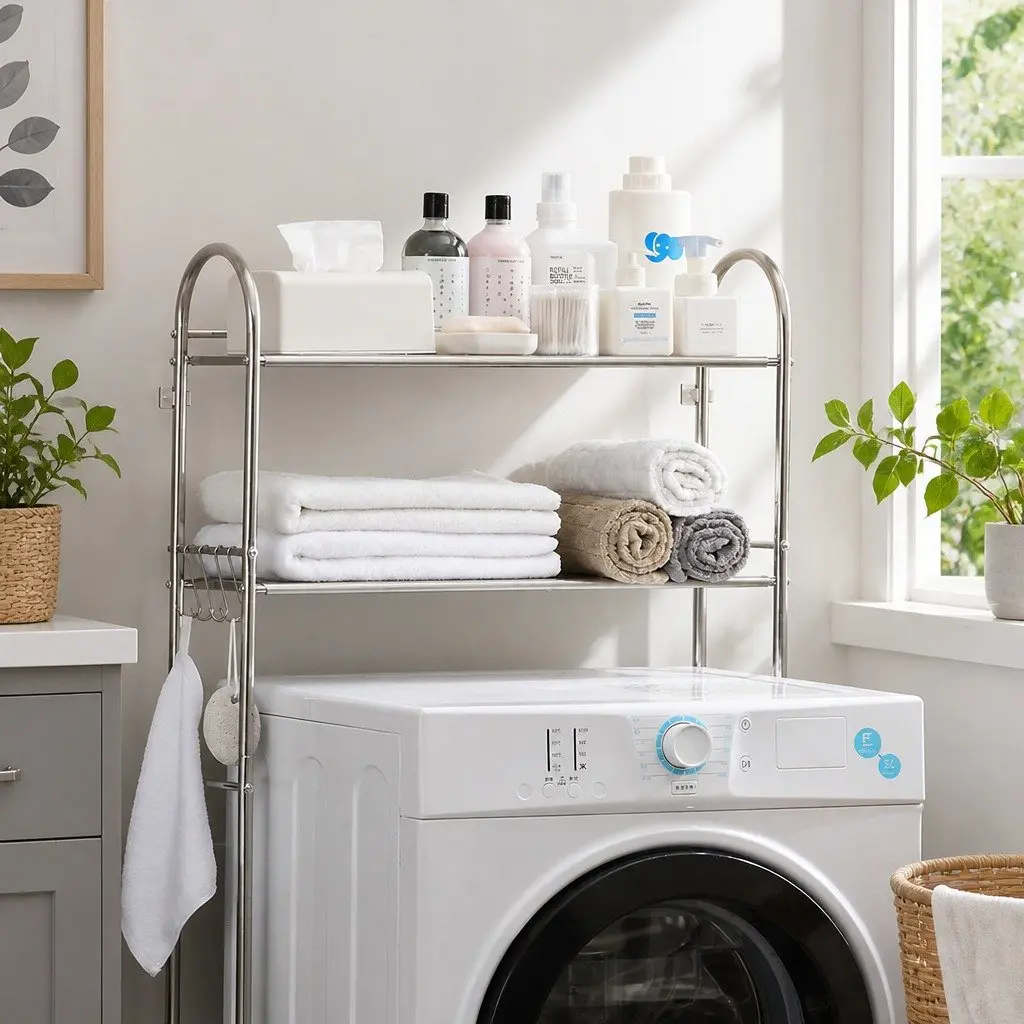 Storage Rack for Bathroom Use 135x65x25cm 2 Layer Stainless Steel Organizer Stand