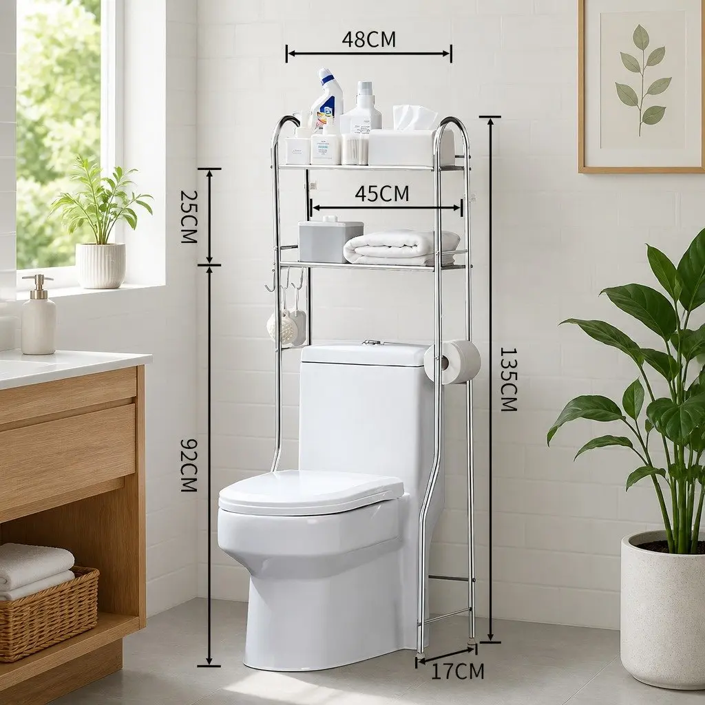 Over Toilet Storage Rack 2-Tier Bathroom Shelf Unit Organizer Stand Shelving