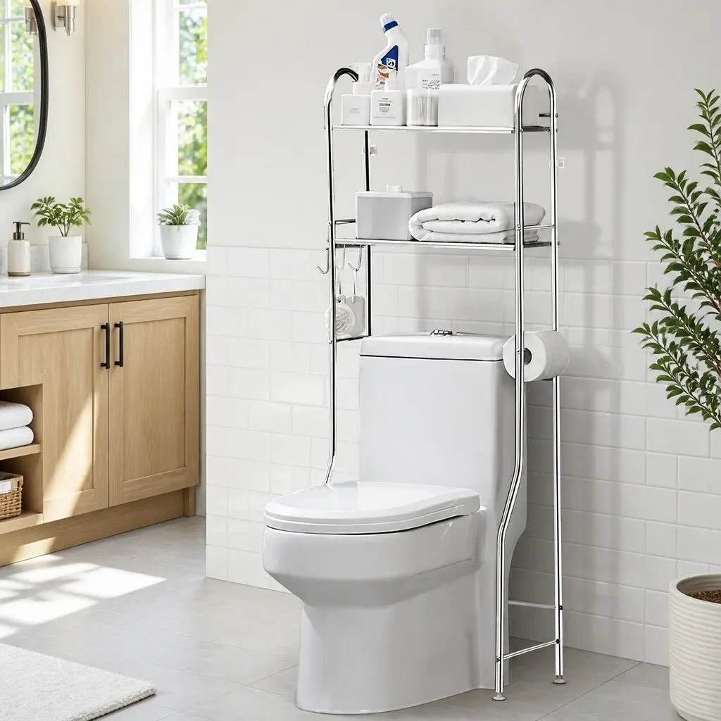 Over Toilet Storage Rack 2-Tier Bathroom Shelf Unit Organizer Stand Shelving