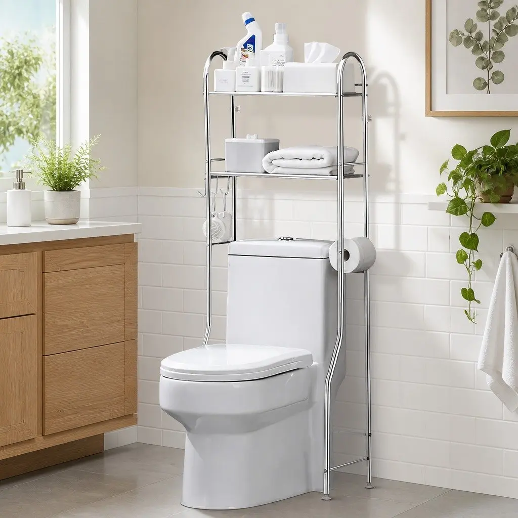 Over Toilet Storage Rack 2-Tier Bathroom Shelf Unit Organizer Stand Shelving