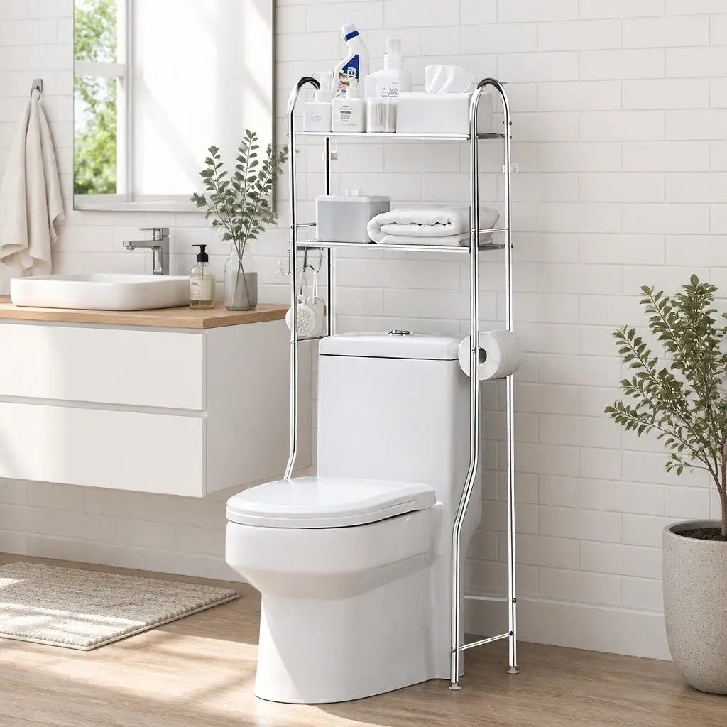 Over Toilet Storage Rack 2-Tier Bathroom Shelf Unit Organizer Stand Shelving