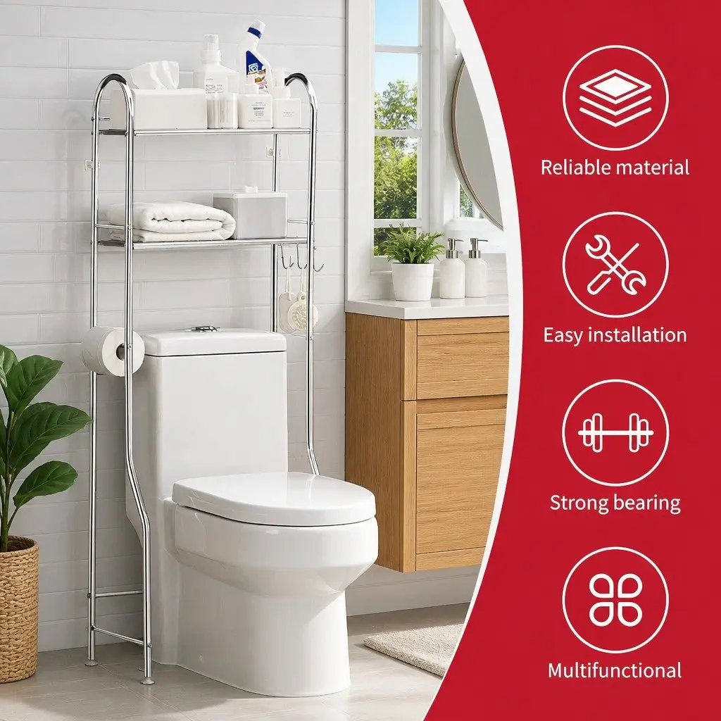 Over Toilet Storage Rack 2-Tier Bathroom Shelf Unit Organizer Stand Shelving
