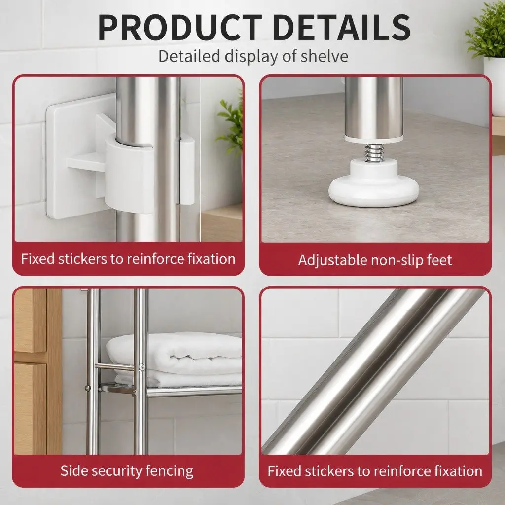 Over Toilet Storage Rack 2-Tier Bathroom Shelf Unit Organizer Stand Shelving