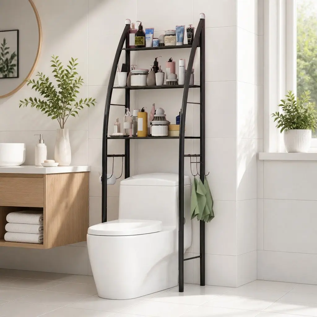Bathroom Storage Rack Over Toilet 3 Layers 47x25x168cm