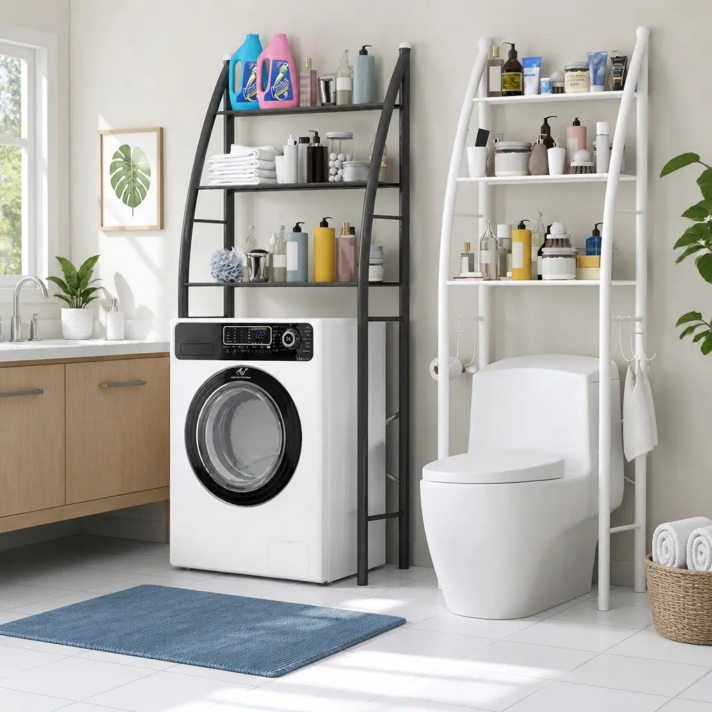 Over Washing Machine Storage Rack Bathroom Organizer 3 Layer Shelves 47x25x168cm