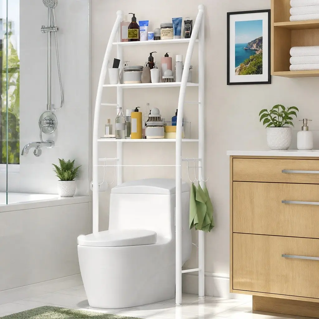 Over Washing Machine Storage Rack Bathroom Organizer 3 Layer Shelves 47x25x168cm