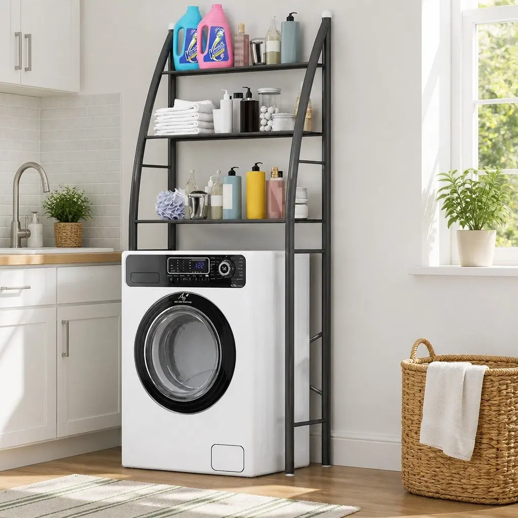 Black 3-Tier Washing Machine Rack