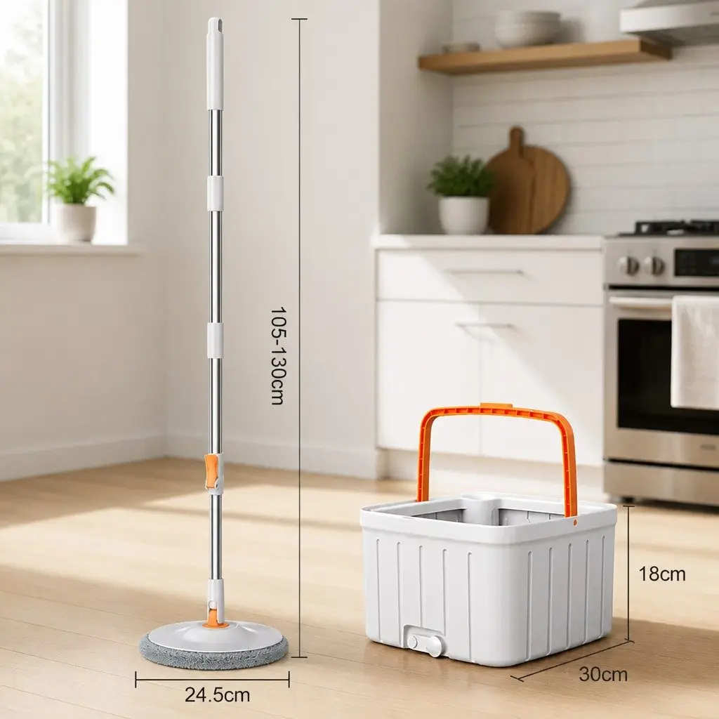 Rotary Flat Mop Cleaning System for Home Use 102x18x23cm