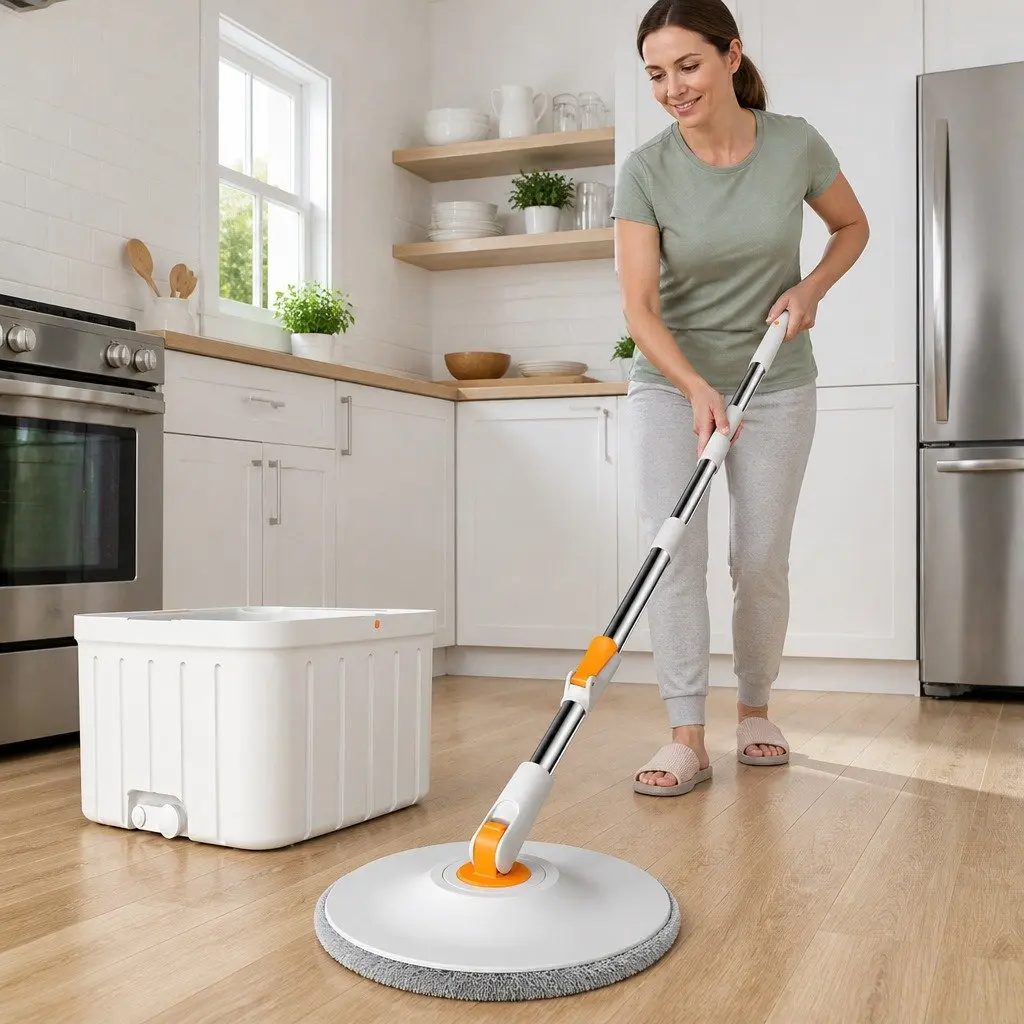 Rotary Flat Mop Cleaning System for Home Use 102x18x23cm
