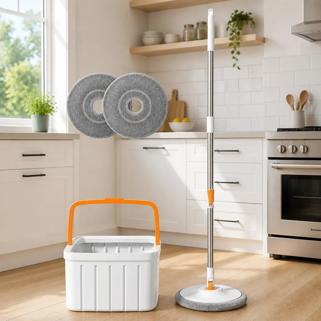 Rotary Flat Mop Cleaning System for Home Use 102x18x23cm