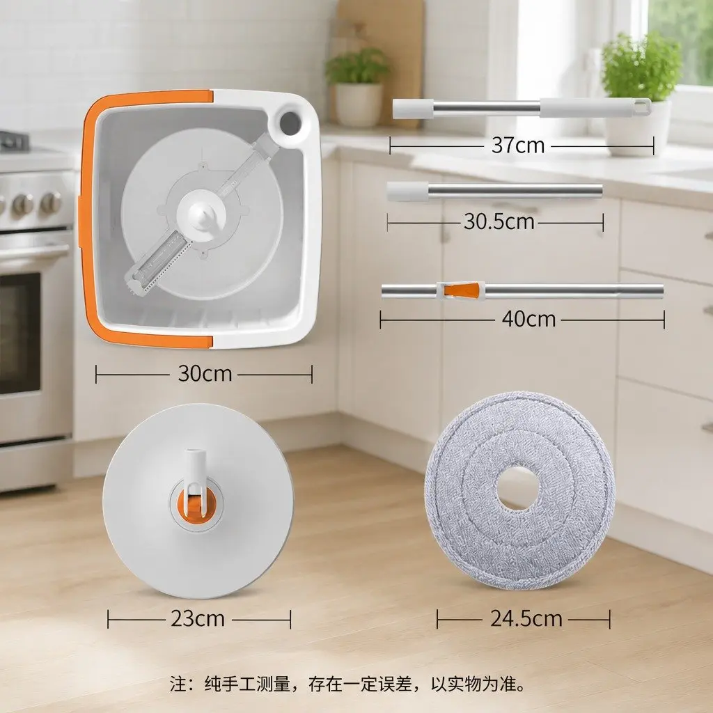 Rotary Flat Mop Cleaning System for Home Use 102x18x23cm