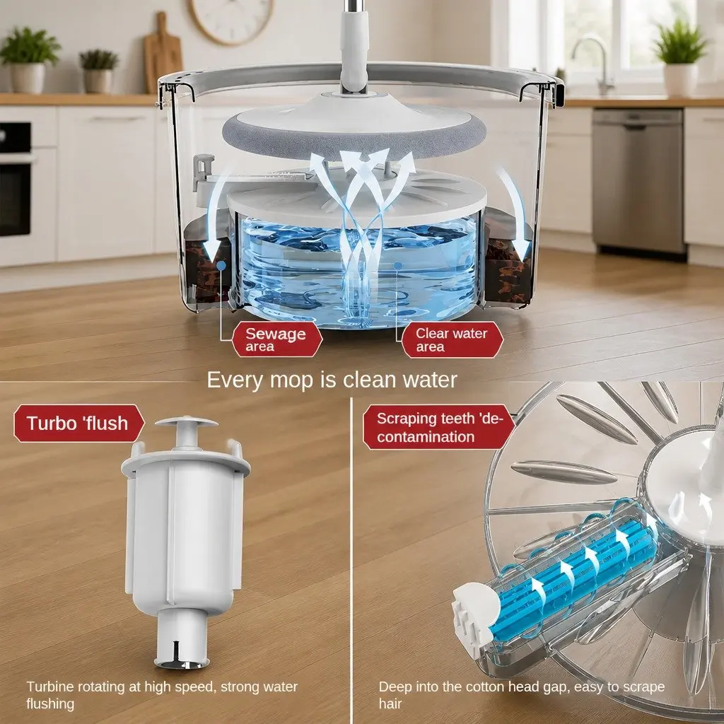 Rotary Flat Mop Cleaning Tool for Home Use Green