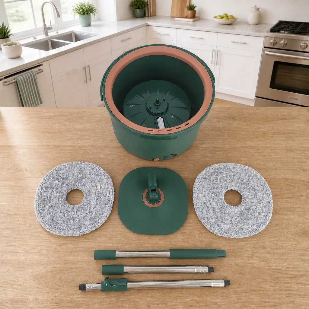 Rotary Flat Mop Cleaning Tool for Home Use Green
