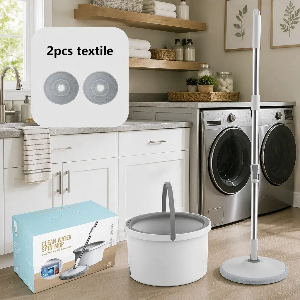 Flat Mop Manual Cleaning Equipment for Home Use 102x18x23cm Grey White