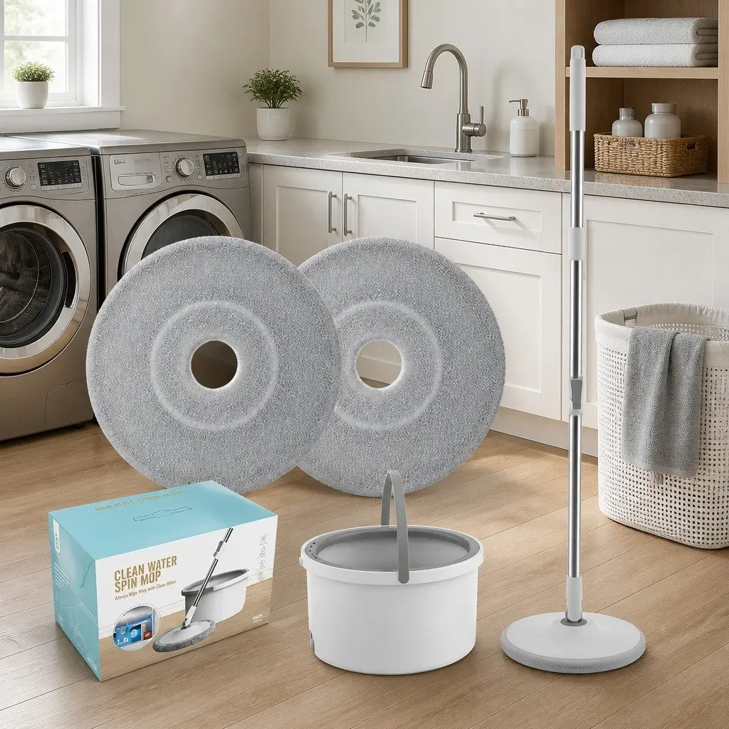 Flat Mop Manual Cleaning Equipment for Home Use 102x18x23cm Grey White