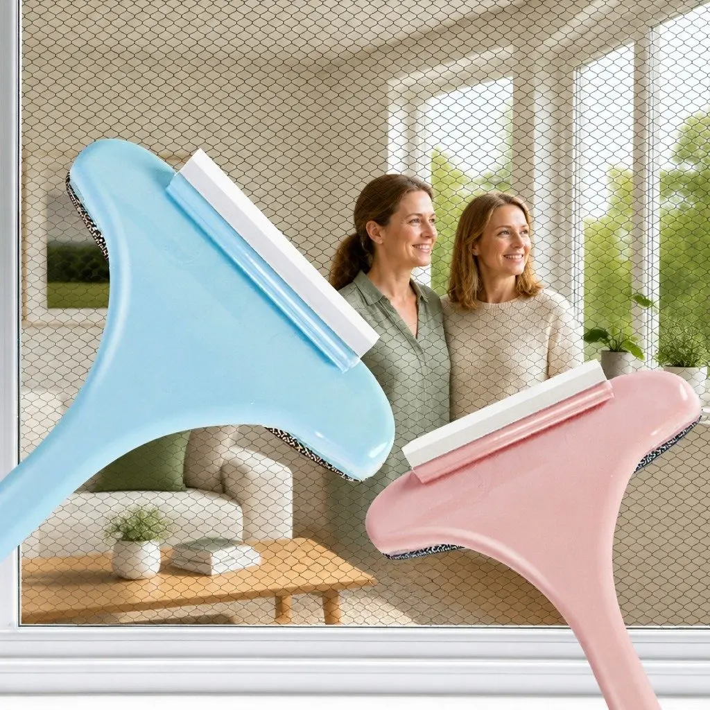 Double Sided Window Cleaner Brush for Home Use Pink