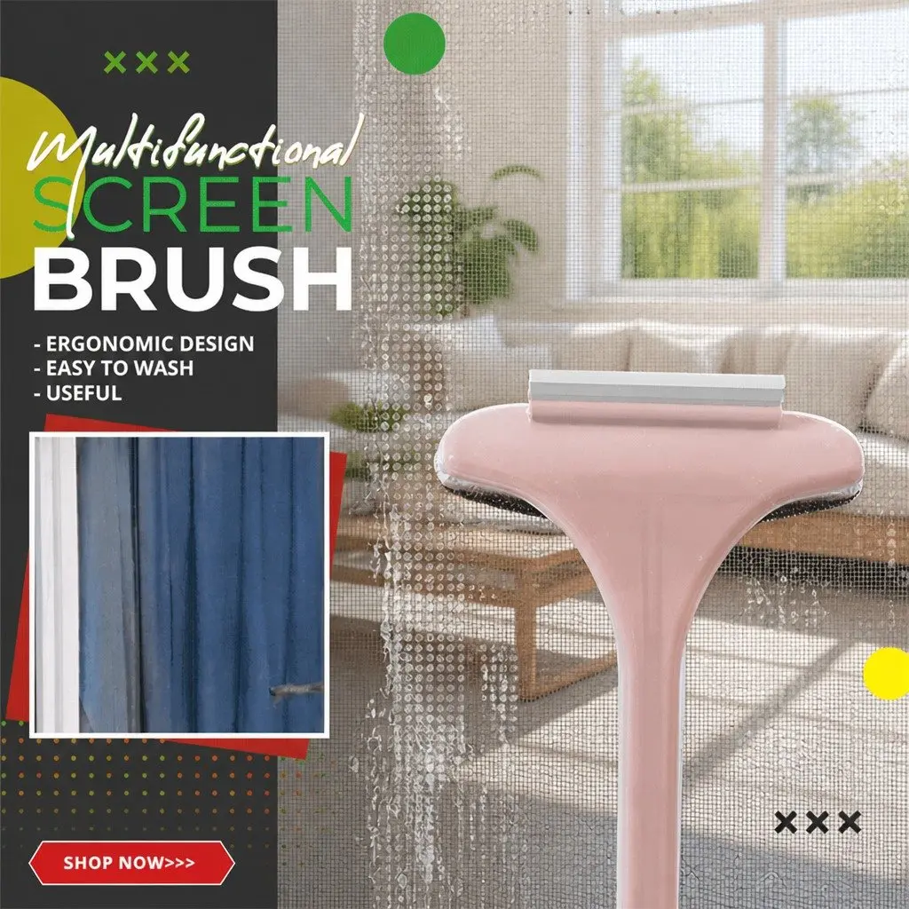 Double Sided Window Cleaner Brush for Home Use Pink