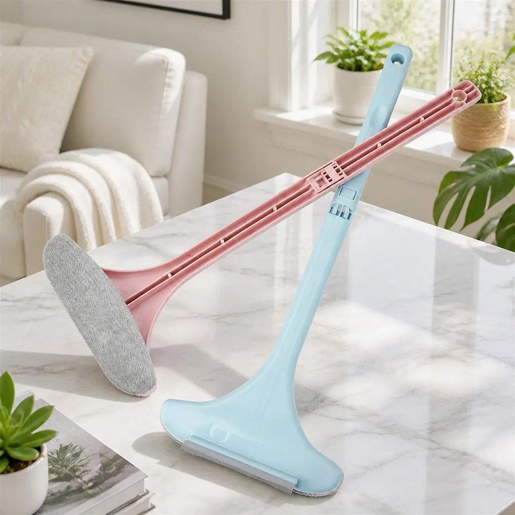Double Sided Window Cleaner Brush for Home Use Pink