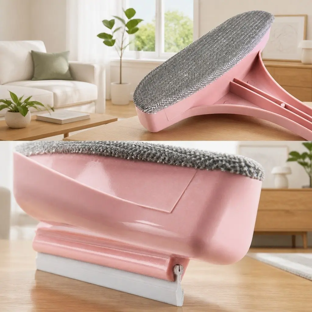 Double Sided Window Cleaner Brush for Home Use Pink