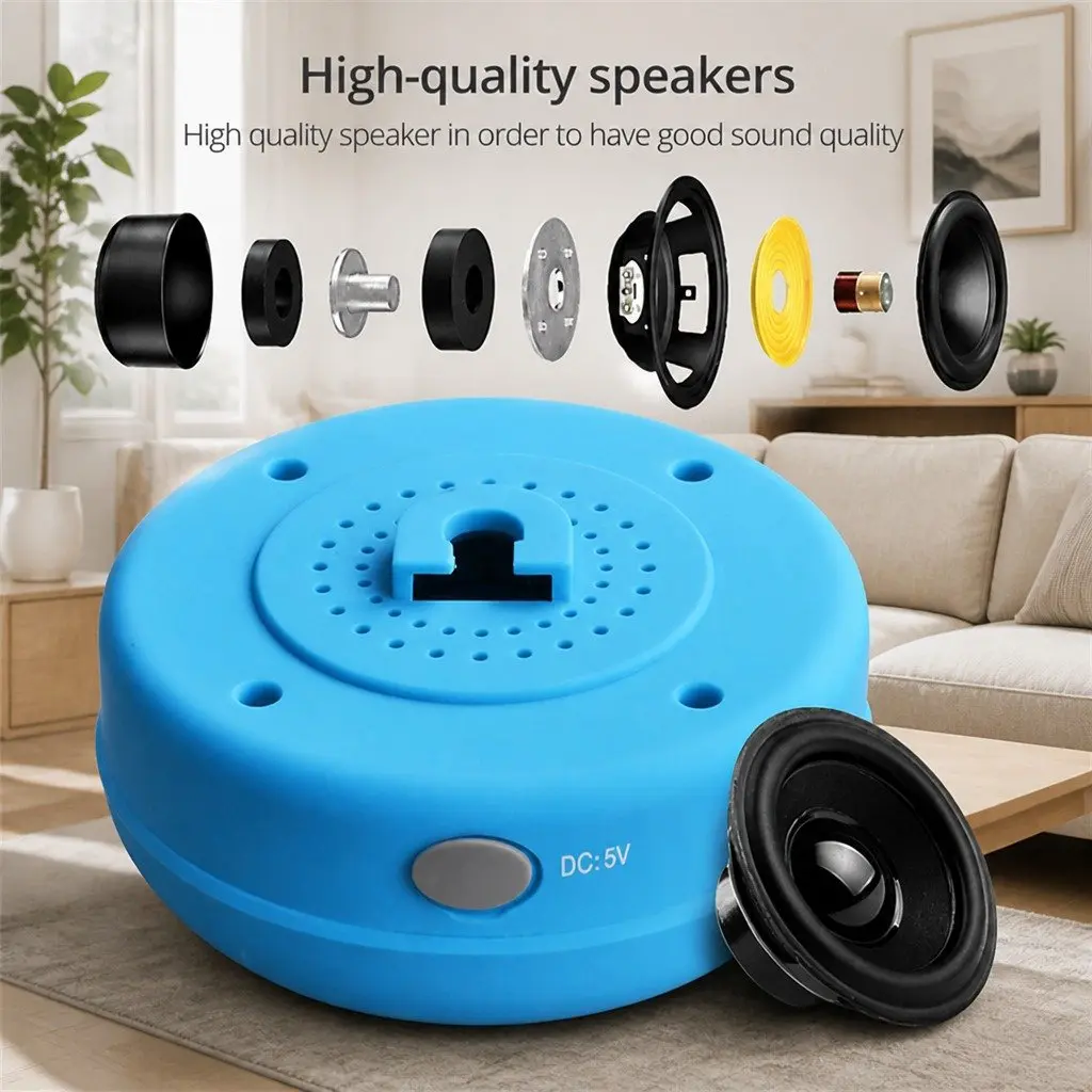 Portable Bluetooth Speaker with Suction Cup Stereo Music Outdoor Blue