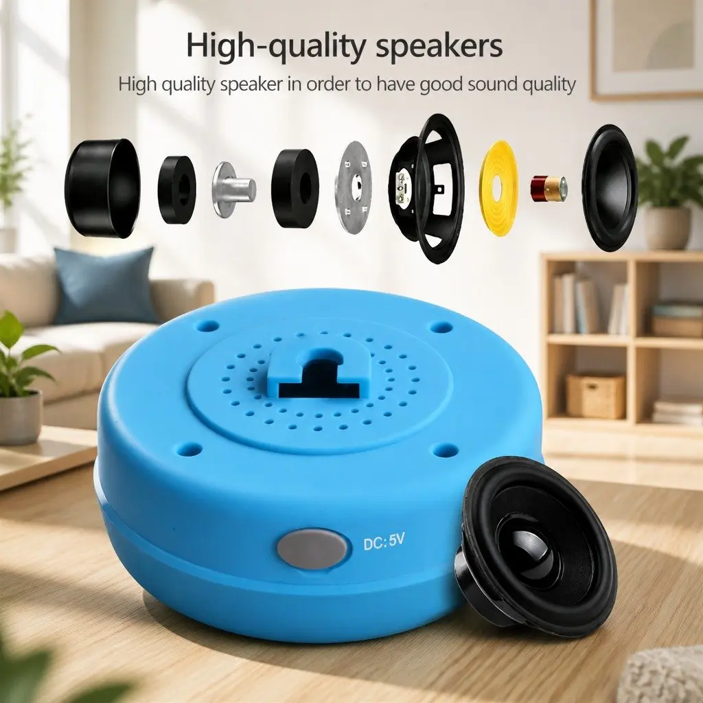 Portable Bluetooth Speaker for Outdoor Use with Suction Cup White