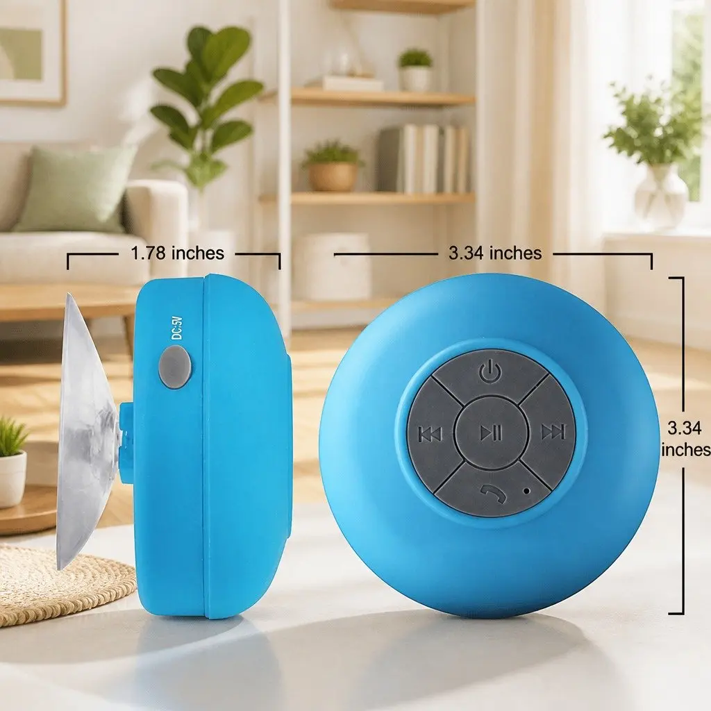 Portable Bluetooth Speaker for Outdoor Use with Suction Cup White