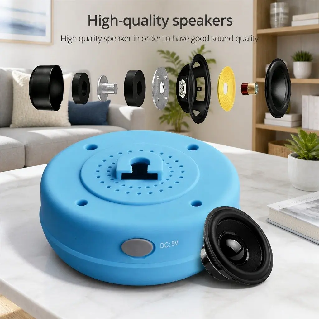 Portable Bluetooth Speaker with Suction Cup Mount Stereo Music Player Yellow