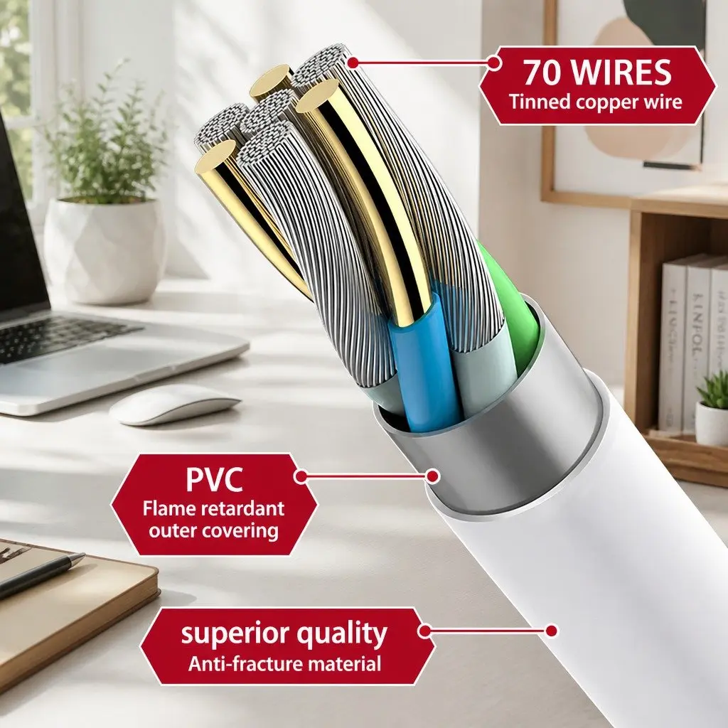 USB to USB-C Fast Charging Cable for Smartphones 1 Meter