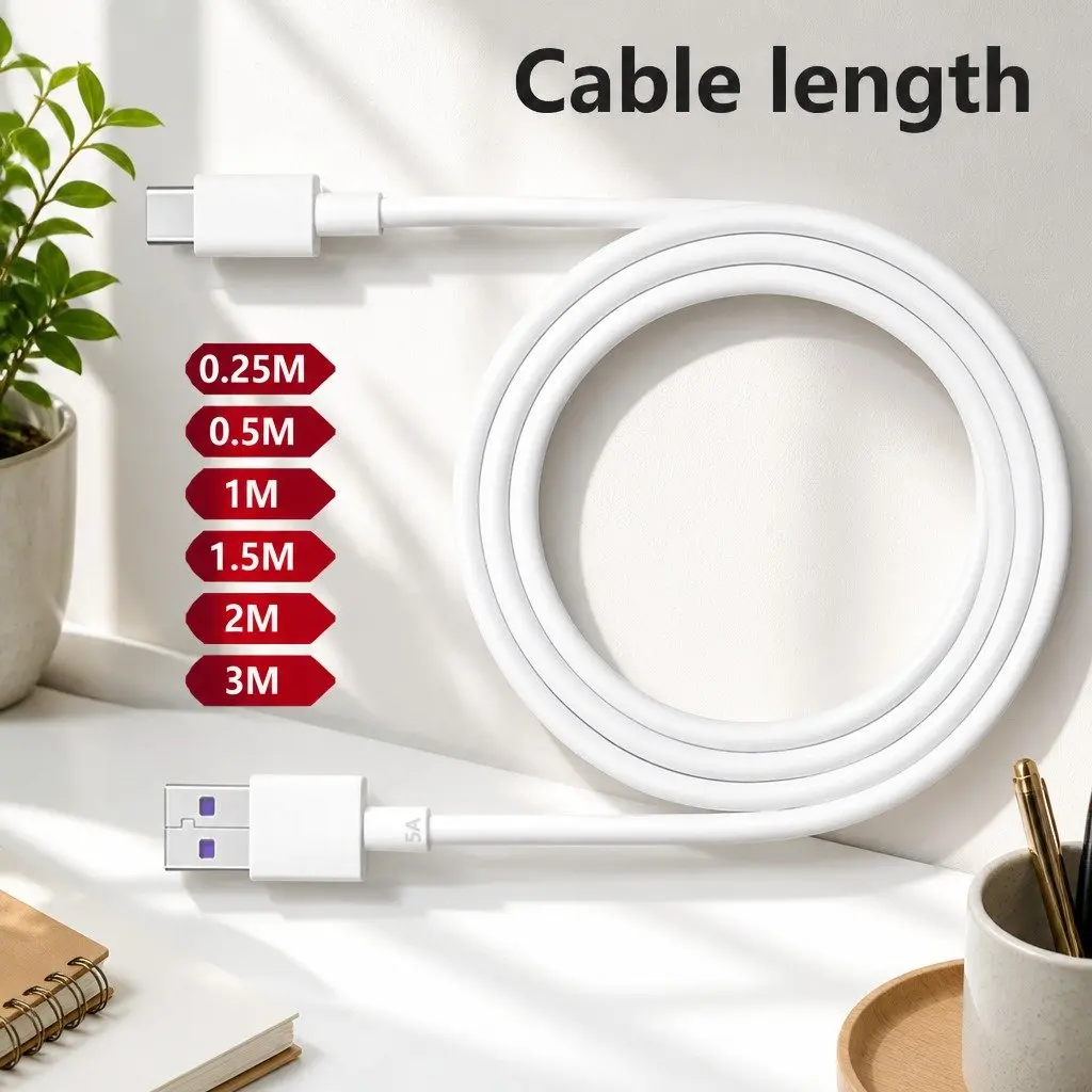 USB to USB-C Fast Charging Cable For Samsung Vivo Mobile Phone Data Transfer