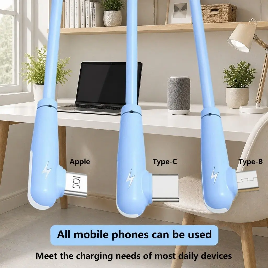 Three-in-One Fast Charging Data Cable Liquid Silicone Elbow Design USB Connector