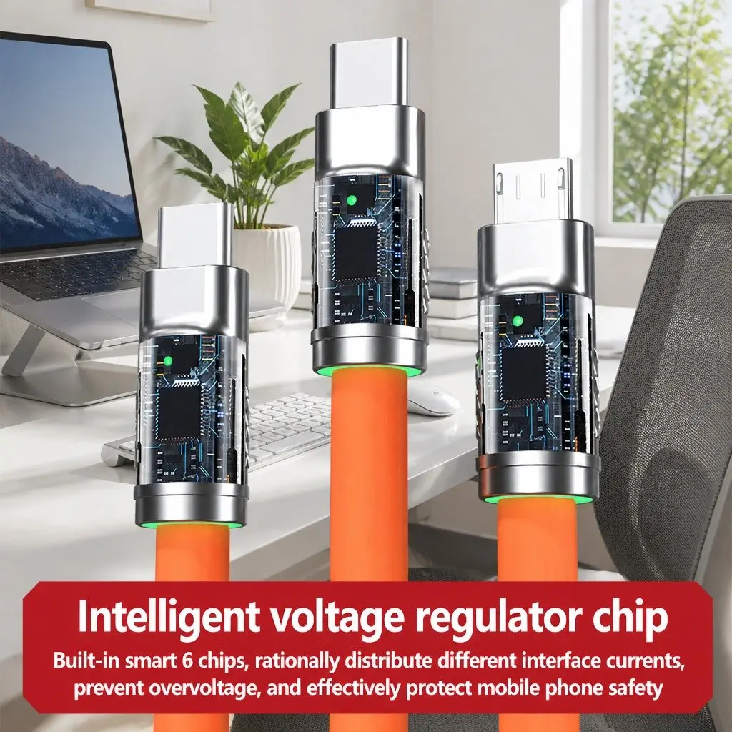3-in-1 USB Charging Cable for Mobile Devices 1.2 Meter Green
