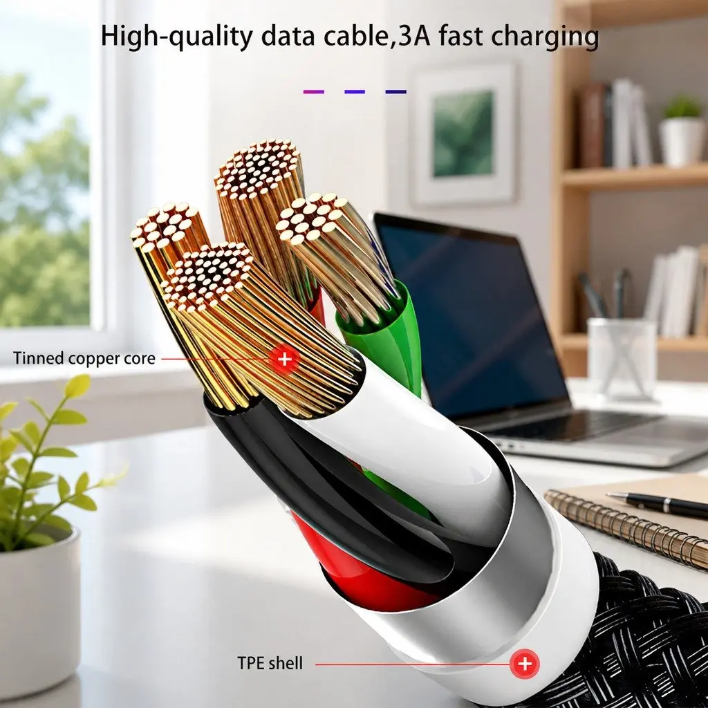 4-in-1 USB Charging Cable Nylon Woven Super Fast Charge Multi Device Connector