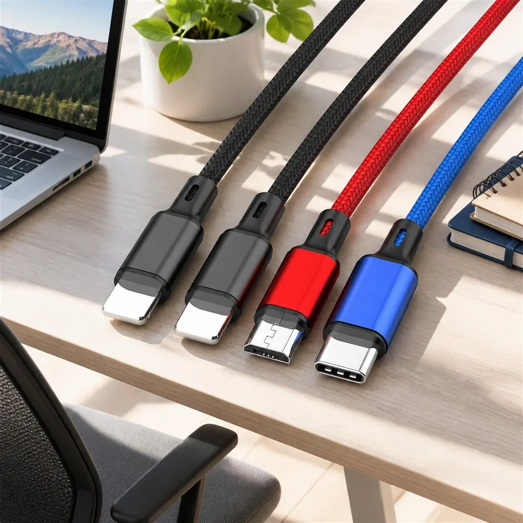 4-in-1 USB Charging Cable Nylon Woven Super Fast Charge Multi Device Connector