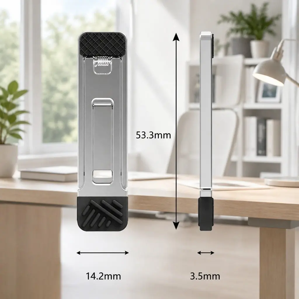 Metal Phone Holder for Desk Adjustable Portable Folding Lightweight 53mm X 14mm X 3.5mm