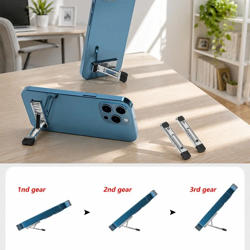 Metal Phone Holder for Desk Adjustable Portable Folding Lightweight 53mm X 14mm X 3.5mm