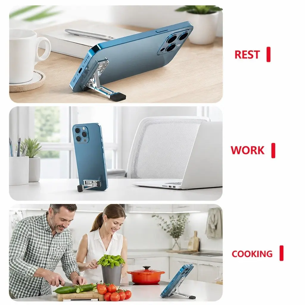 Metal Phone Holder for Desk Adjustable Portable Folding Lightweight 53mm X 14mm X 3.5mm
