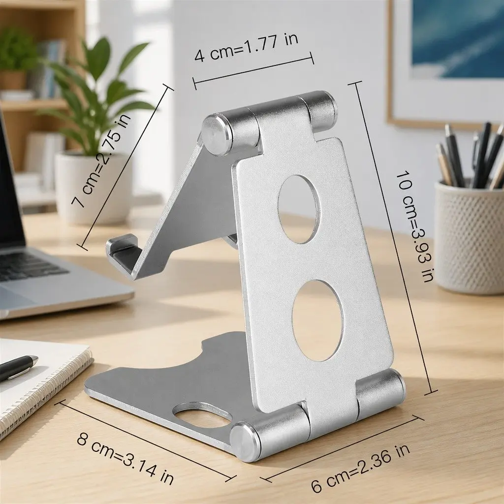 Mobile Phone Holder Desk Portable Adjustable Metal Folding Stand 10X8X6cm